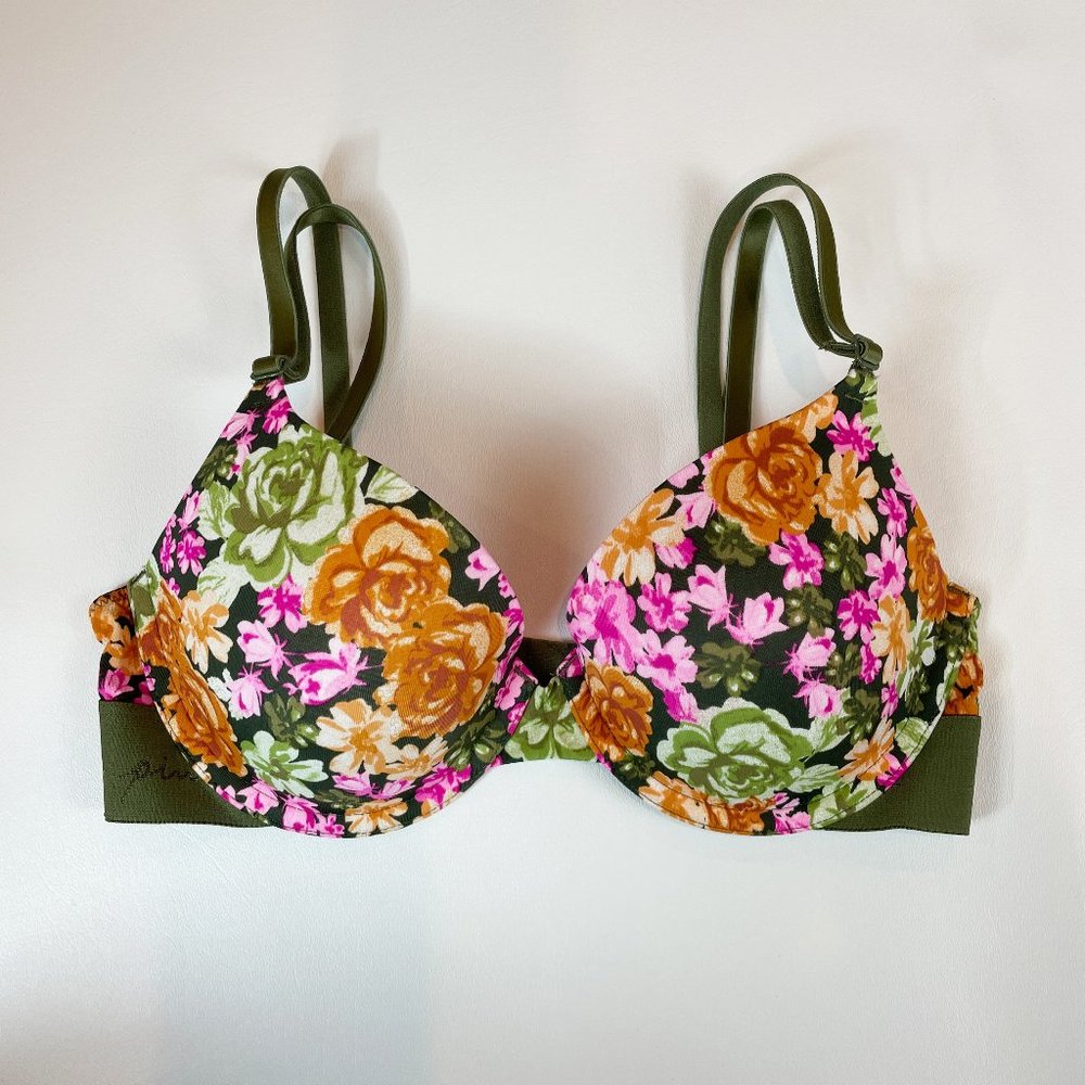 NWOT Victoria's Secret PINK Bra 32C Wear Everywhere T-Shirt Floral B1068